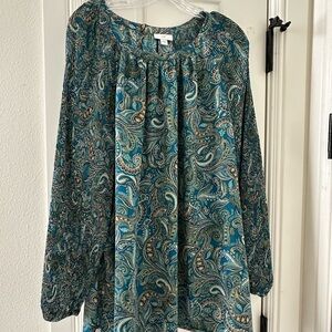J Jill Paisley Print Women's Top - Blue and Green